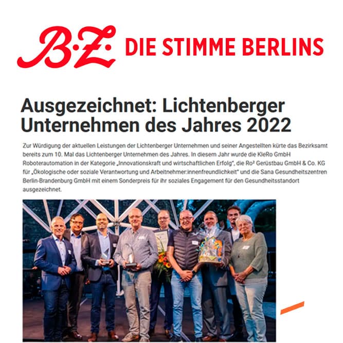 Lichtenberger Unternehmen des Jahres 2022 - Ro² Gerüstbau Berlin
